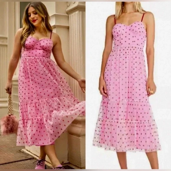 Betsey Johnson Classically Pink Heart Dress Size 4 Valentine's Red Glitter NEW - Picture 6 of 16